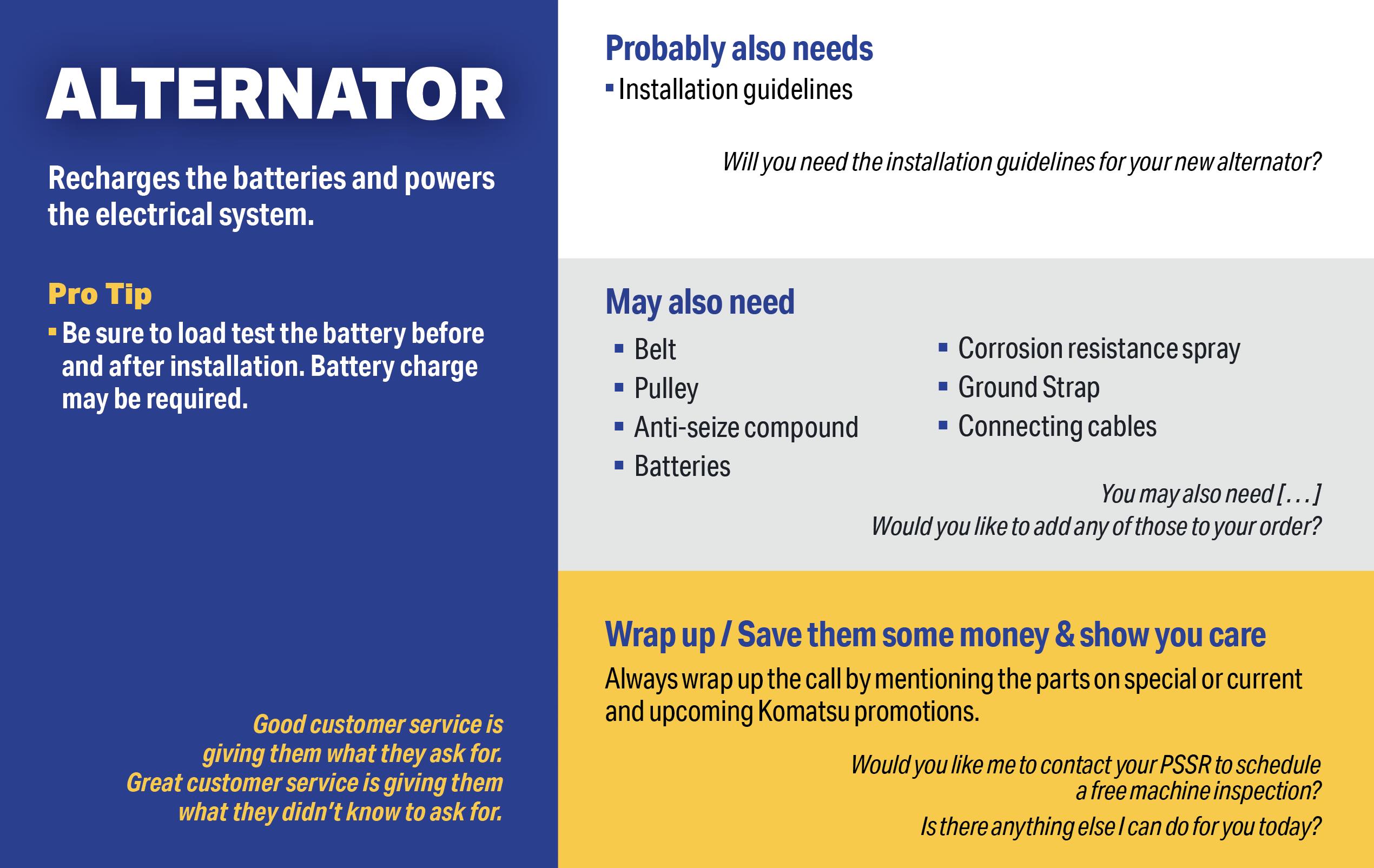 Alternator mates and relates — quick reference: related parts and scripted language