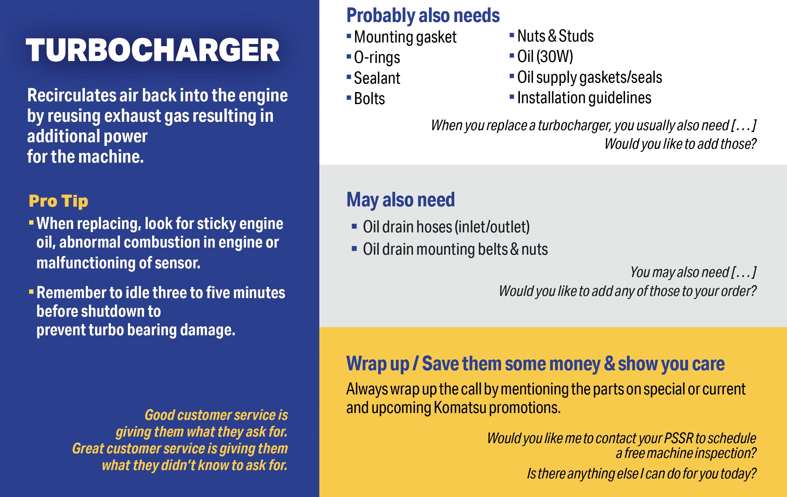 Turbocharger mates and relates — quick reference
