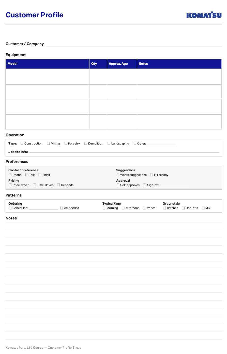 Customer Profile Sheet image
